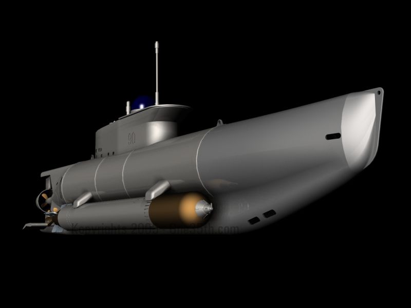 Seehund Midget Submarine in 3D